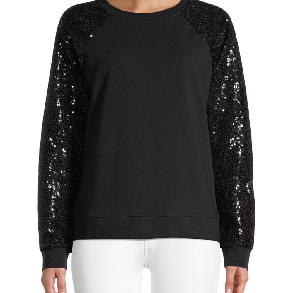 Marc New York Performance Roundneck Cotton-Blend Sweatshirt Sequin Women's Top M